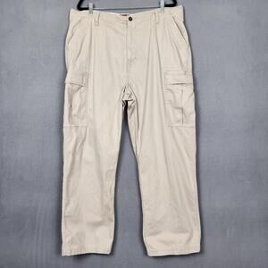 Chaps Denim Cargo Pants Mens 40x30 Khaki Cotton Utility Pockets Relaxed Fit